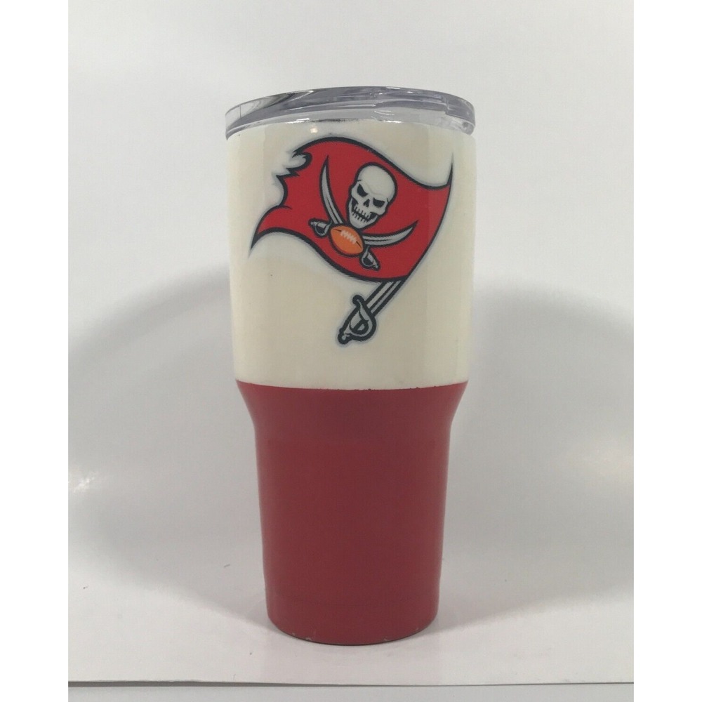 Tampa Bay Buccaneers NFL Insulated Travel Tumbler Red Cream Stainless Steel 8in